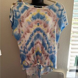 CURVE Tie-Dye Short Sleeve Top - Blue, Pink, Yellow